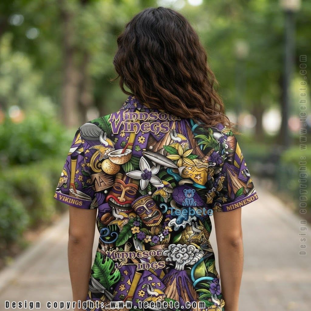 Minnesota Vikings Tiki Mask Aloha Shirt Version 2 Minnesota Vikings Tiki Mask Aloha Shirt Version 2