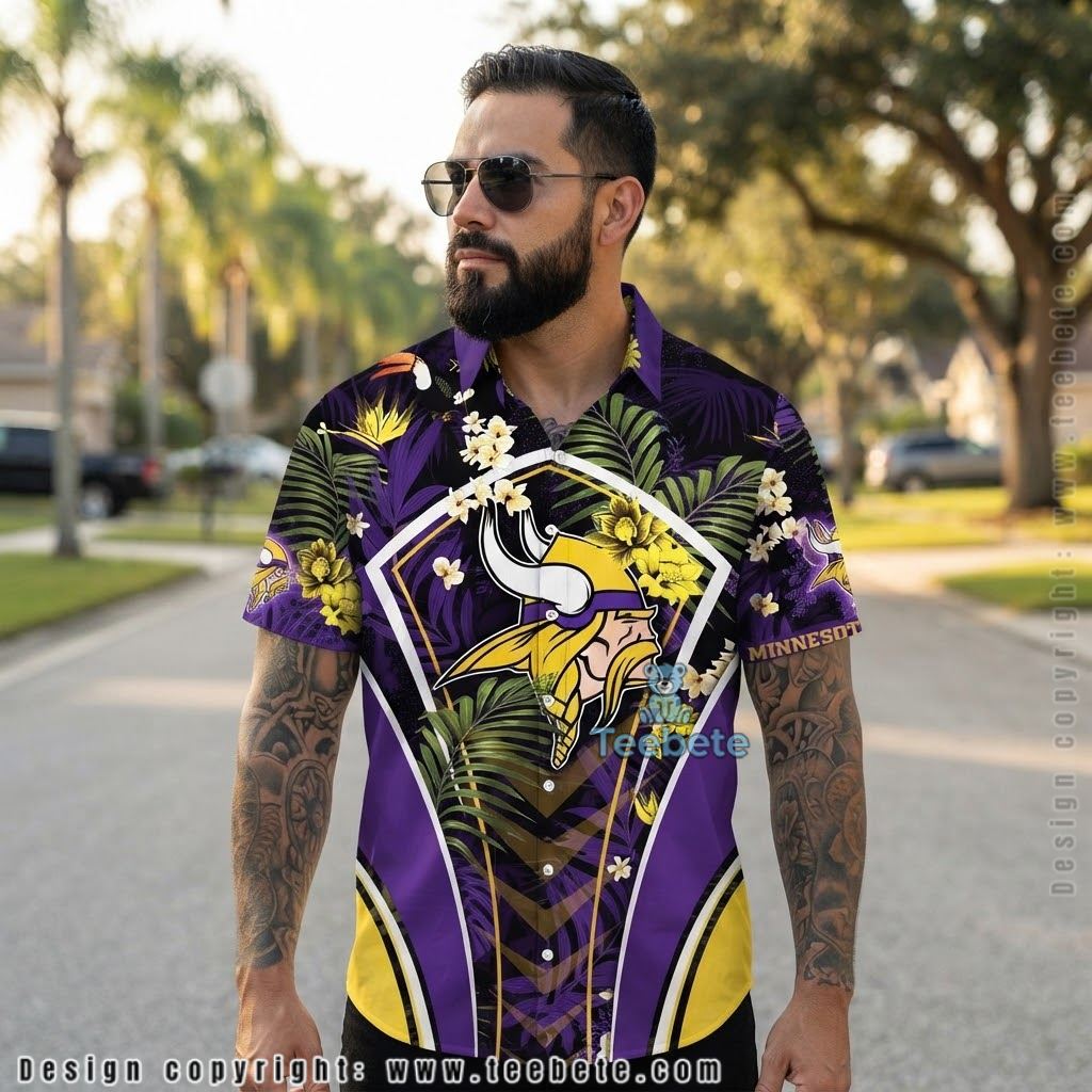 Minnesota Vikings Warrior Flag Hawaiian Shirt Minnesota Vikings Warrior Flag Hawaiian Shirt