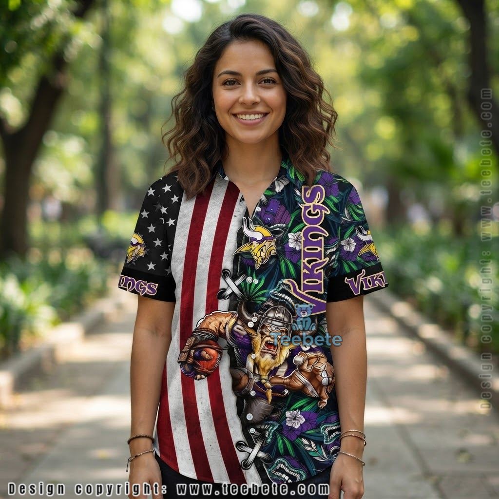 Minnesota Vikings Warrior Flag Hawaiian Shirt