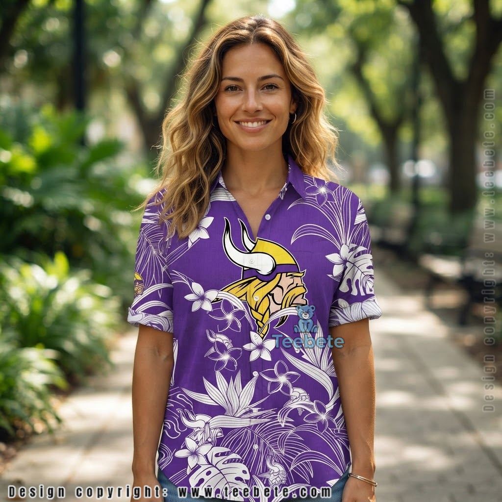 Minnesota Vikings White Leaves Aloha Shirt Minnesota Vikings White Leaves Aloha Shirt