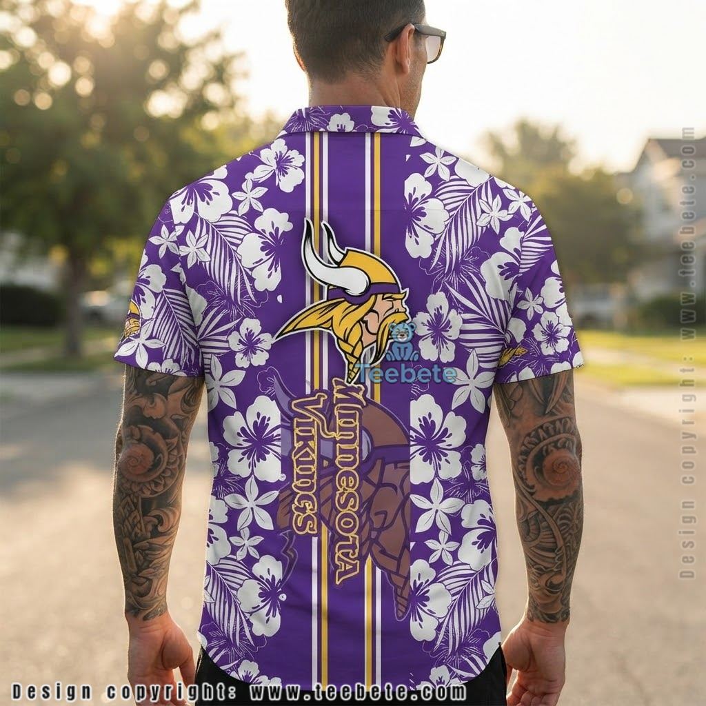 Minnesota Vikings White Hibiscus Beach Shirt Version 2 Minnesota Vikings White Hibiscus Beach Shirt Version 2