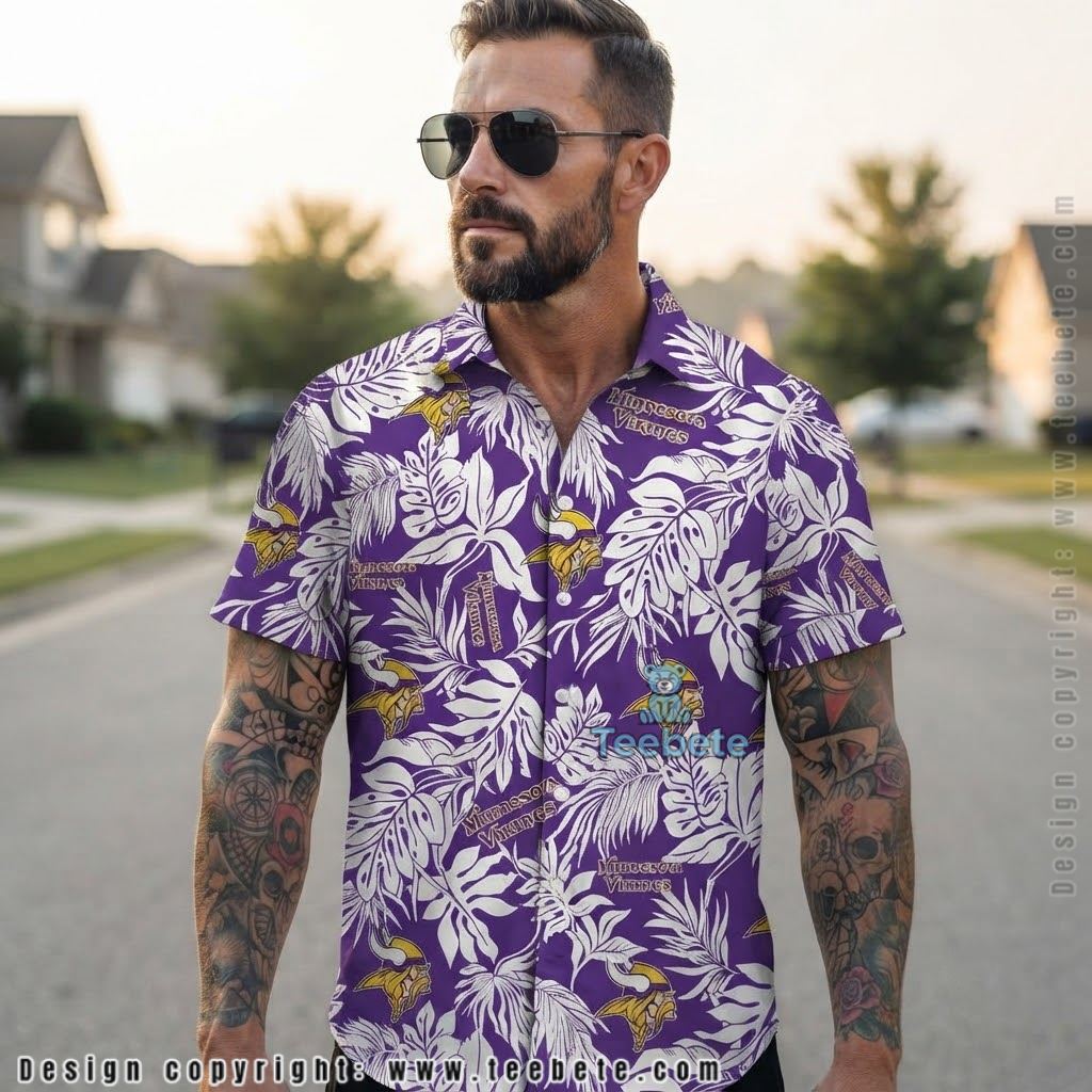 Minnesota Vikings White Hibiscus Beach Shirt Minnesota Vikings White Hibiscus Beach Shirt