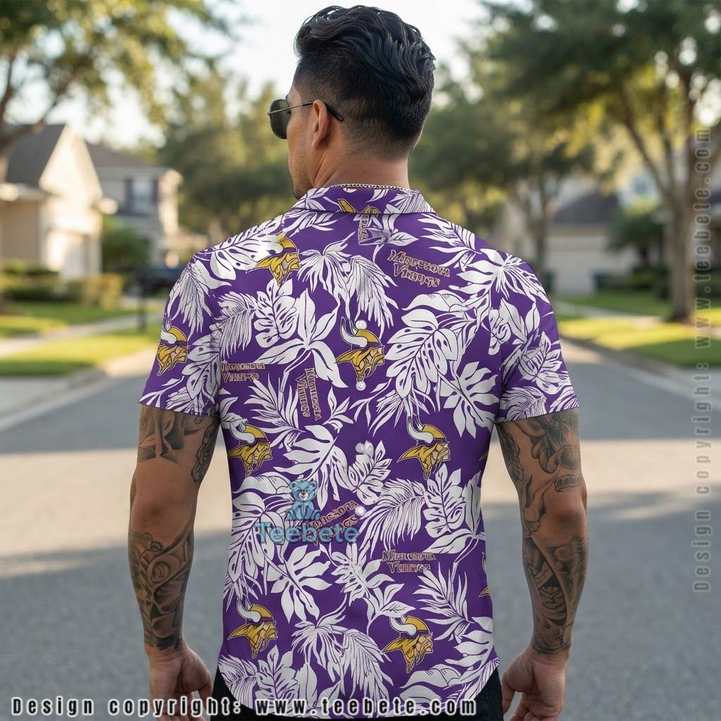 Minnesota Vikings White Leaves Aloha Shirt Version 2 Minnesota Vikings White Leaves Aloha Shirt Version 2