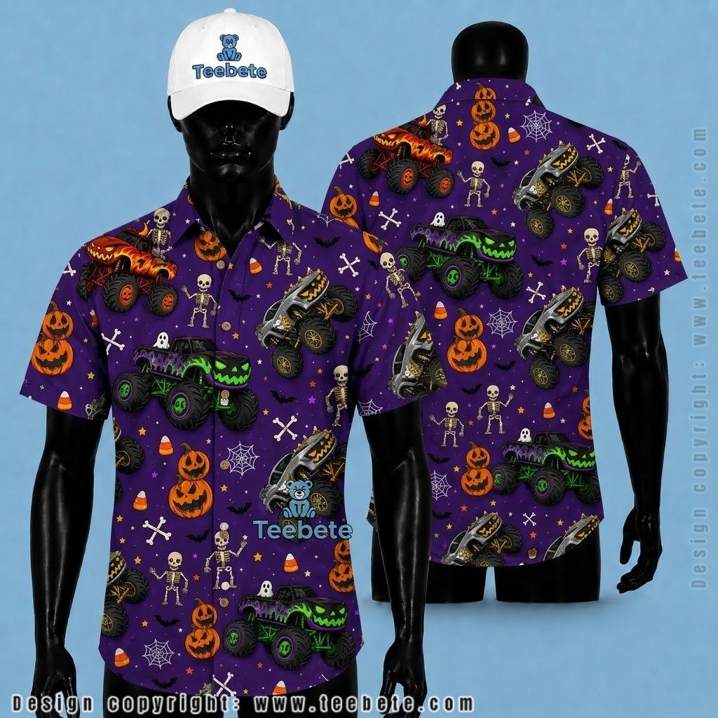 Monster Truck Kids Hawaiian Shirt
