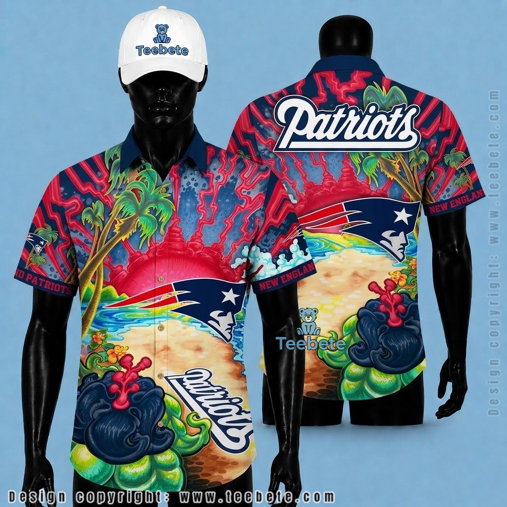 New England Patriots Hawaiian Shirt Lava Island Beach Scene