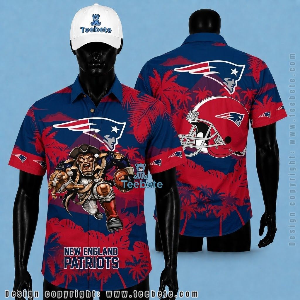 New England Patriots Hawaiian Shirt Sugar Skull