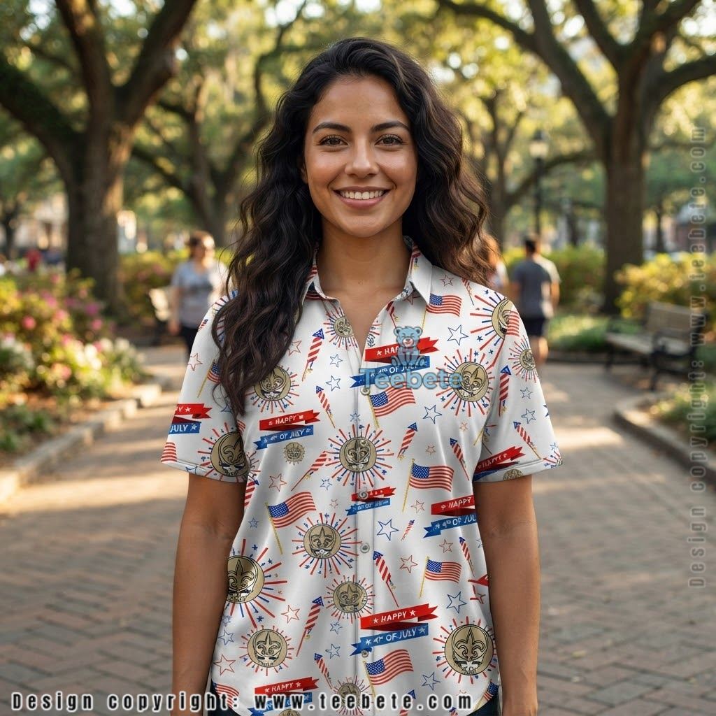 New Orleans Saints 4th of July Aloha Shirt