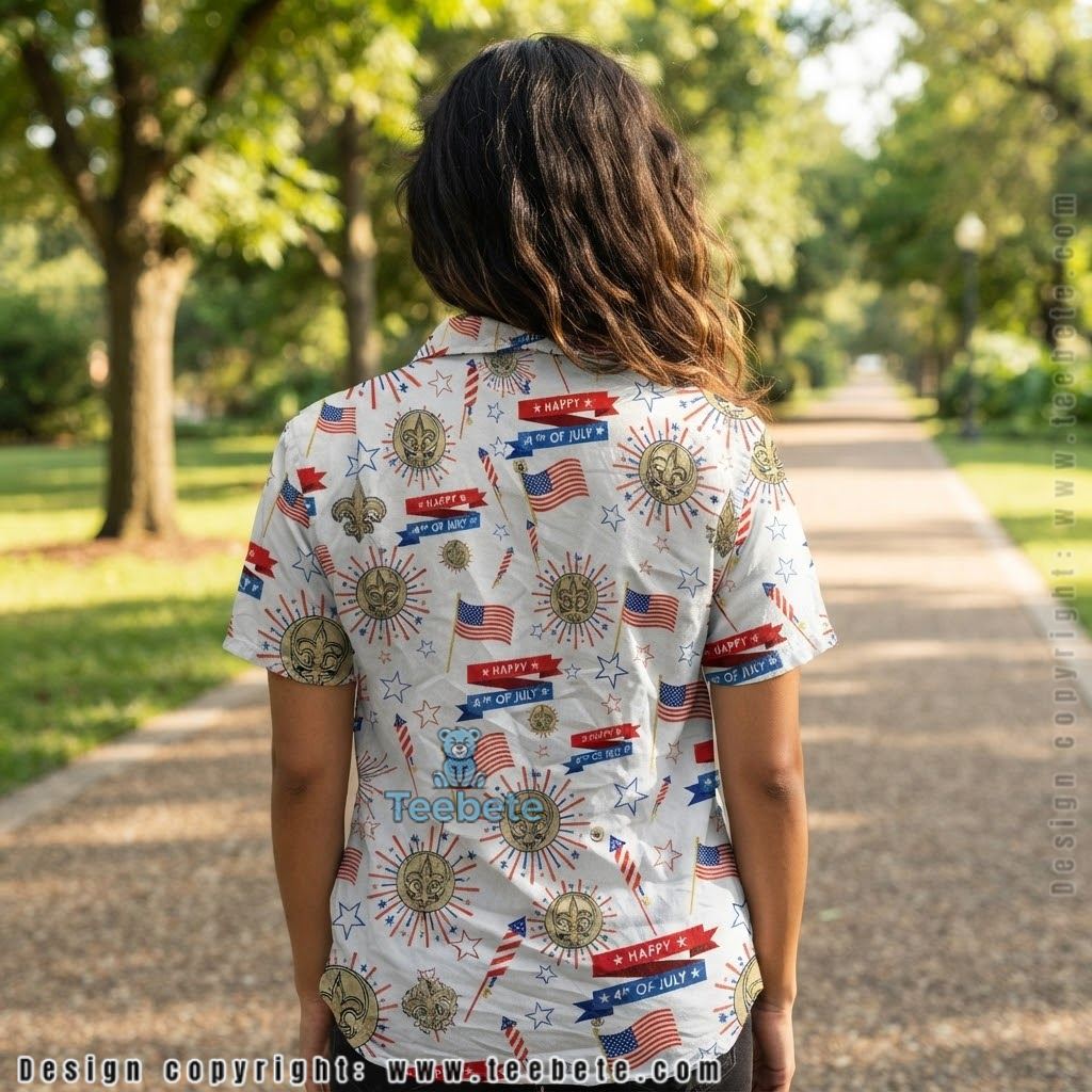 New Orleans Saints 4th of July Aloha Shirt Version 2 New Orleans Saints 4th of July Aloha Shirt Version 2