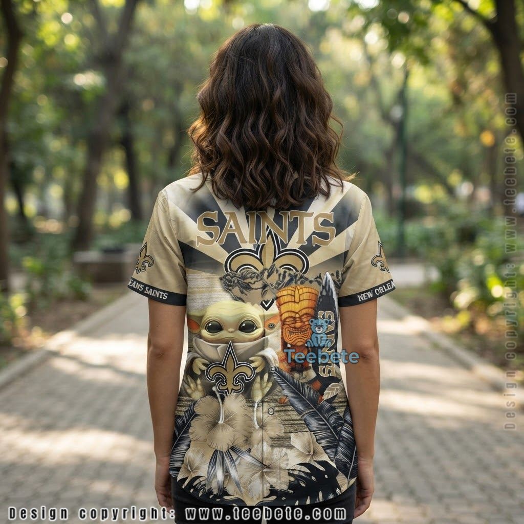 New Orleans Saints Baby Yoda Tiki Hawaiian Shirt Version 2 New Orleans Saints Baby Yoda Tiki Hawaiian Shirt Version 2
