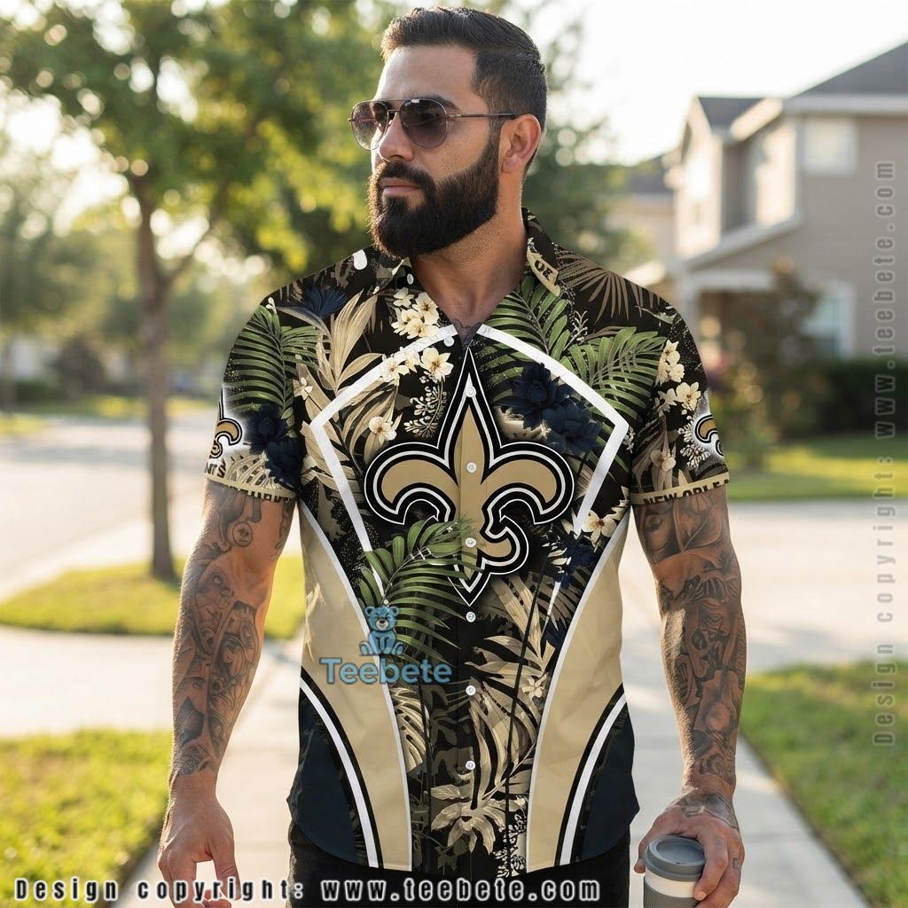New Orleans Saints Dark Jungle Aloha Shirt