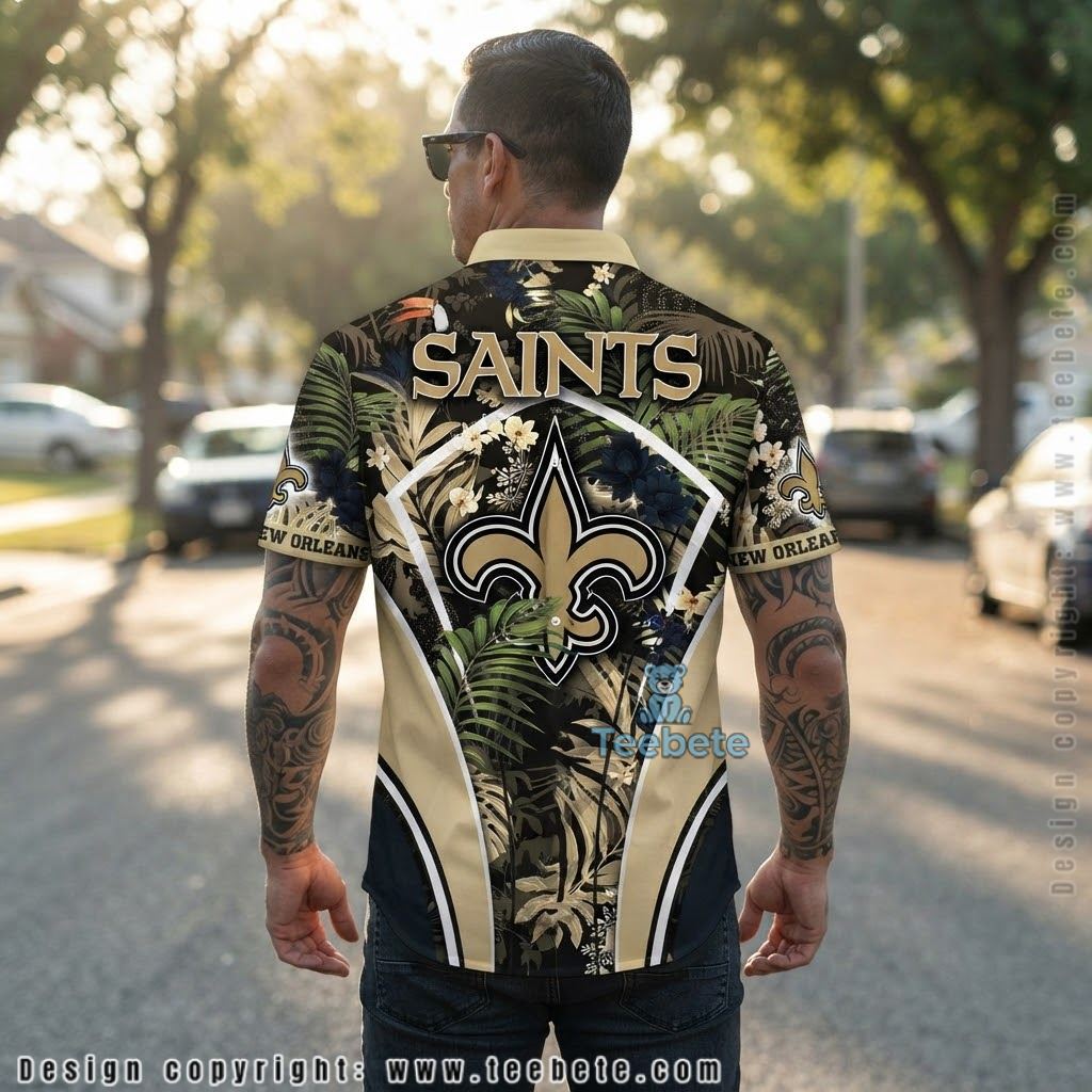 New Orleans Saints Dark Jungle Aloha Shirt Version 2 New Orleans Saints Dark Jungle Aloha Shirt Version 2