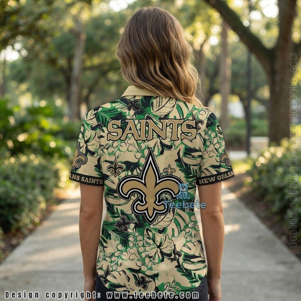 New Orleans Saints Green Monstera Hawaiian Shirt Version 2 New Orleans Saints Green Monstera Hawaiian Shirt Version 2