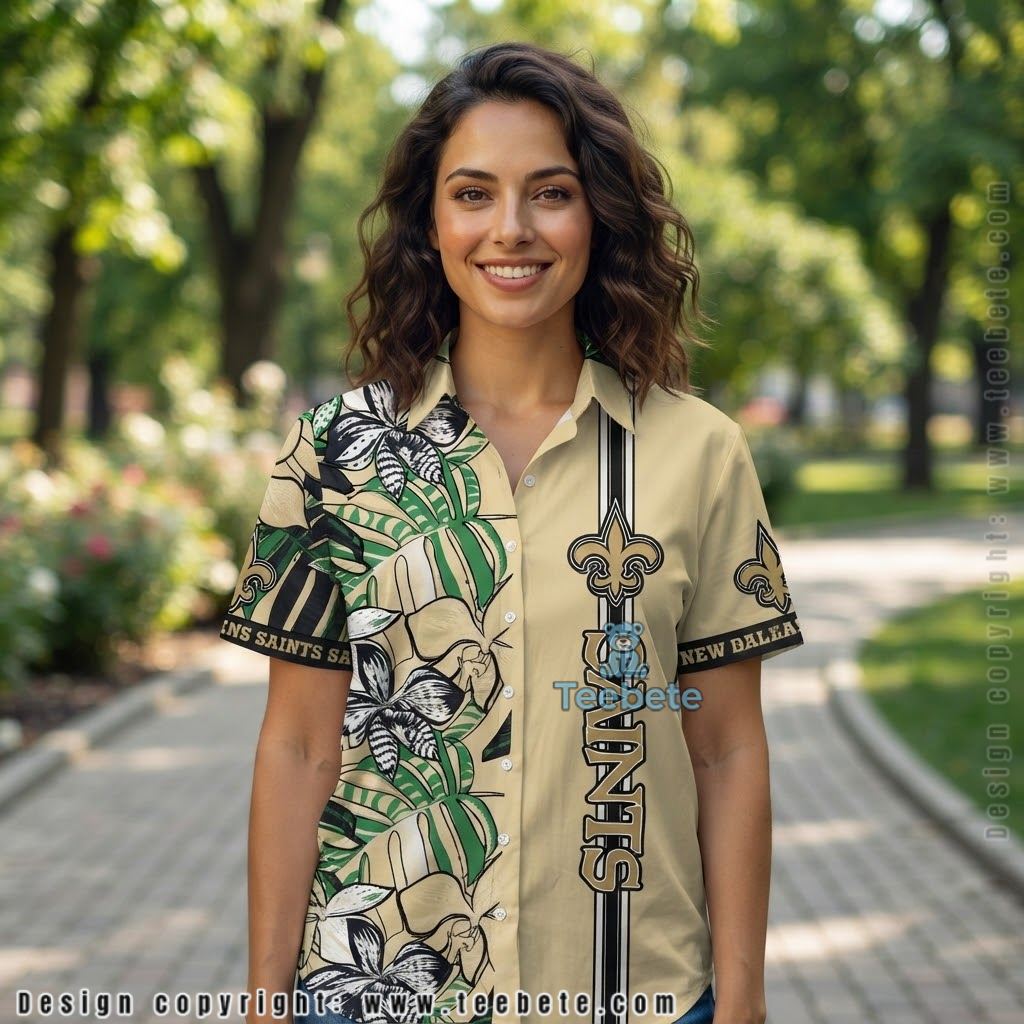 New Orleans Saints Orchid Leaf Tropical Shirt