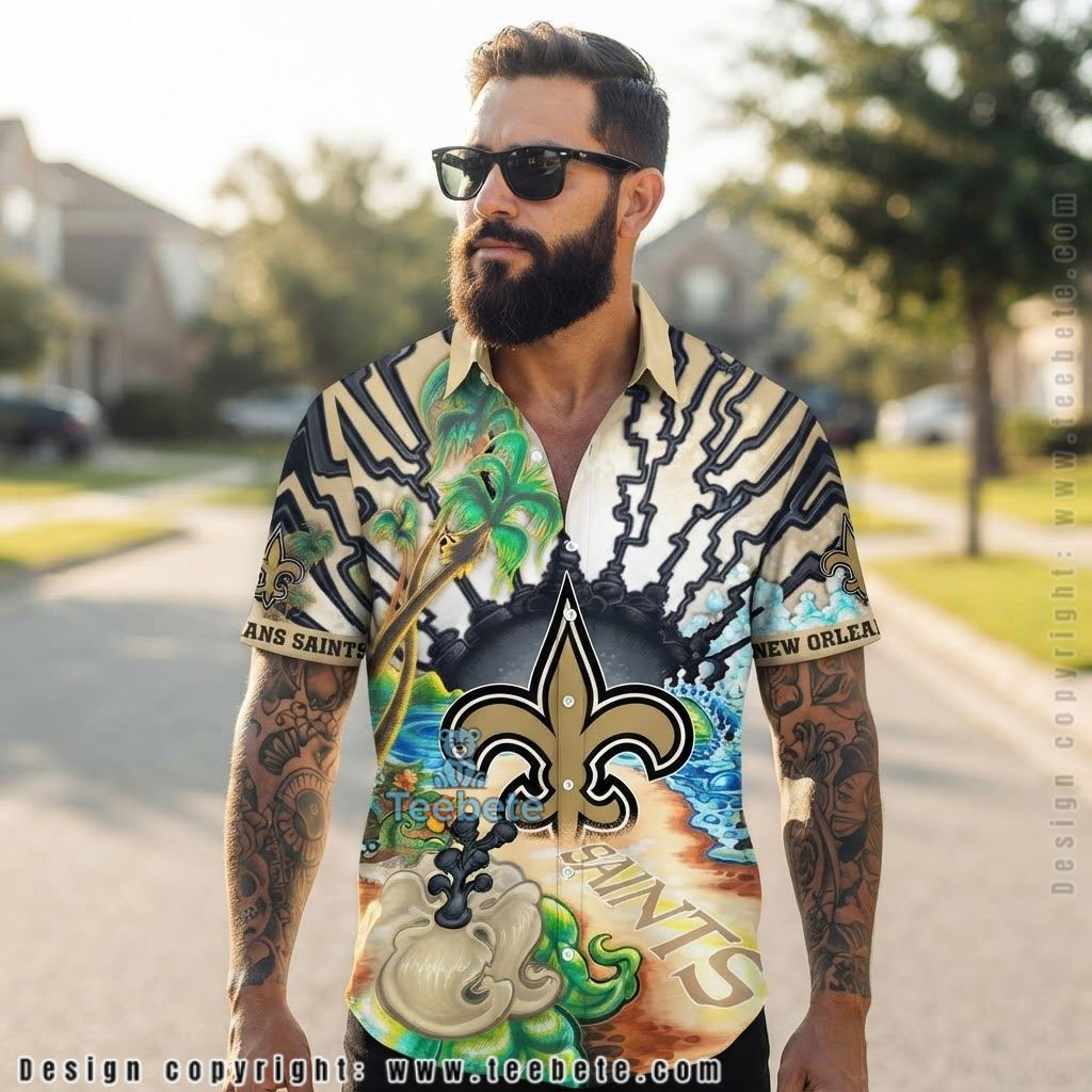 New Orleans Saints Palm Wave Beach Shirt