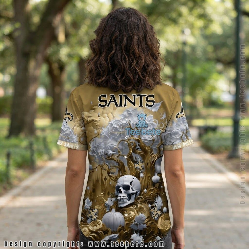 New Orleans Saints Skull Pumpkin Hawaiian Shirt Version 2 New Orleans Saints Skull Pumpkin Hawaiian Shirt Version 2
