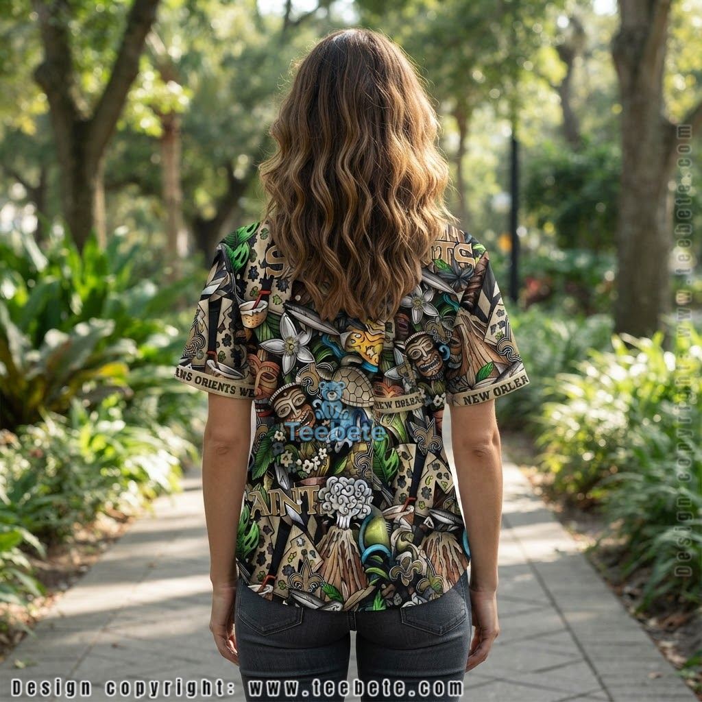 New Orleans Saints Tiki Volcano Hawaiian Shirt Version 2 New Orleans Saints Tiki Volcano Hawaiian Shirt Version 2