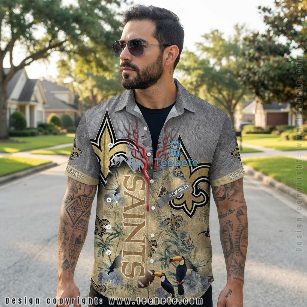 New Orleans Saints Toucan Torn Aloha Shirt
