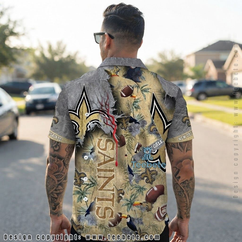 New Orleans Saints Toucan Torn Aloha Shirt Version 2 New Orleans Saints Toucan Torn Aloha Shirt Version 2