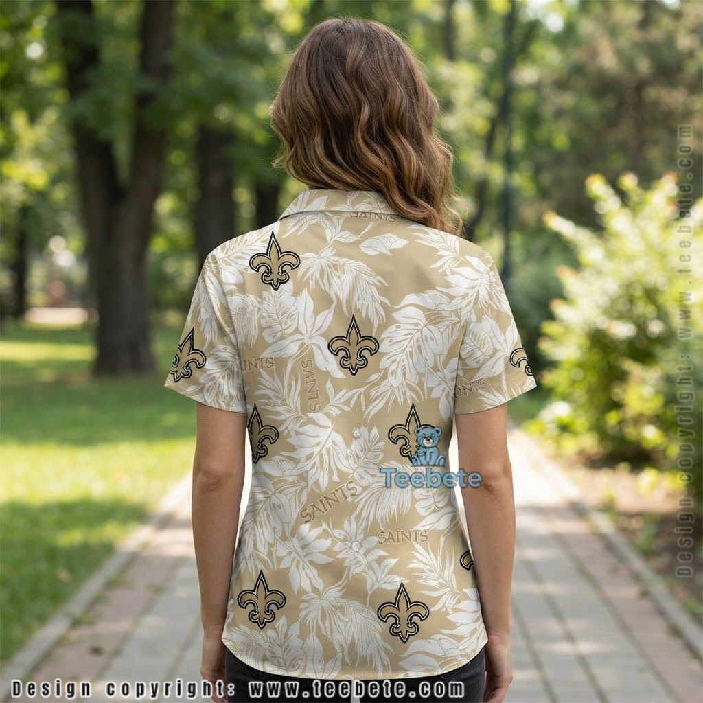 New Orleans Saints White Leaf Aloha Shirt Version 2 New Orleans Saints White Leaf Aloha Shirt Version 2