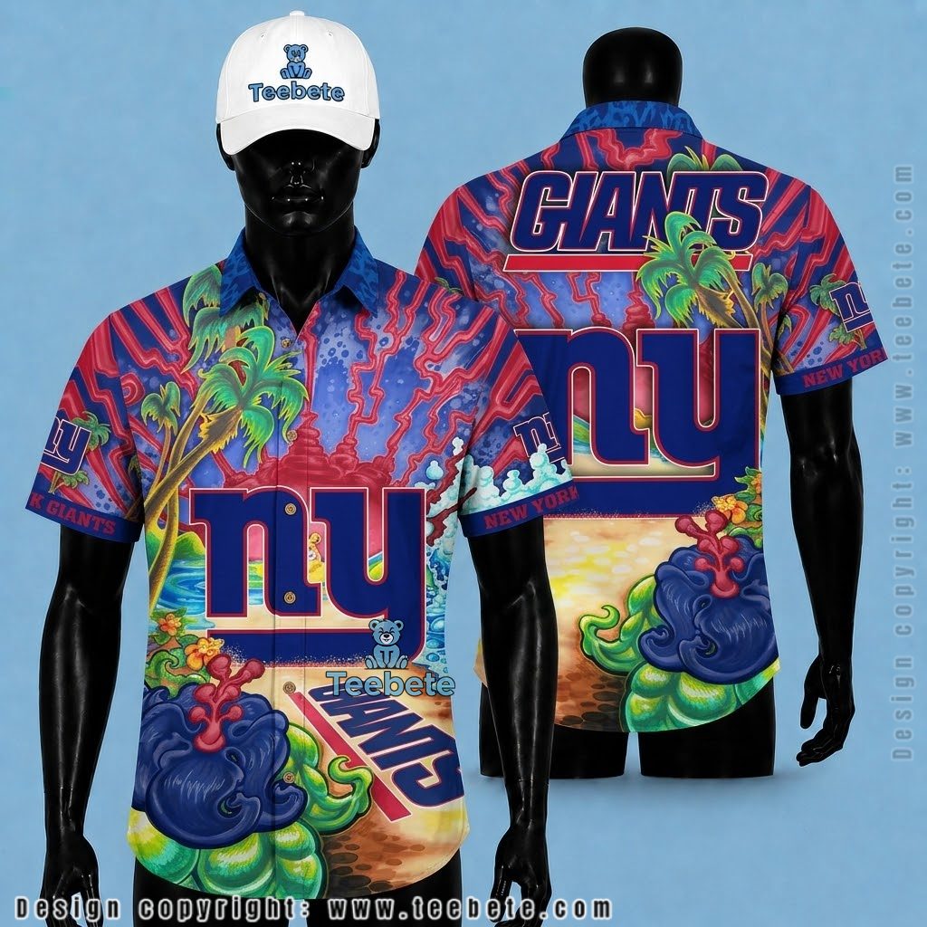 New York Giants Aloha Shirt Psychedelic Paradise