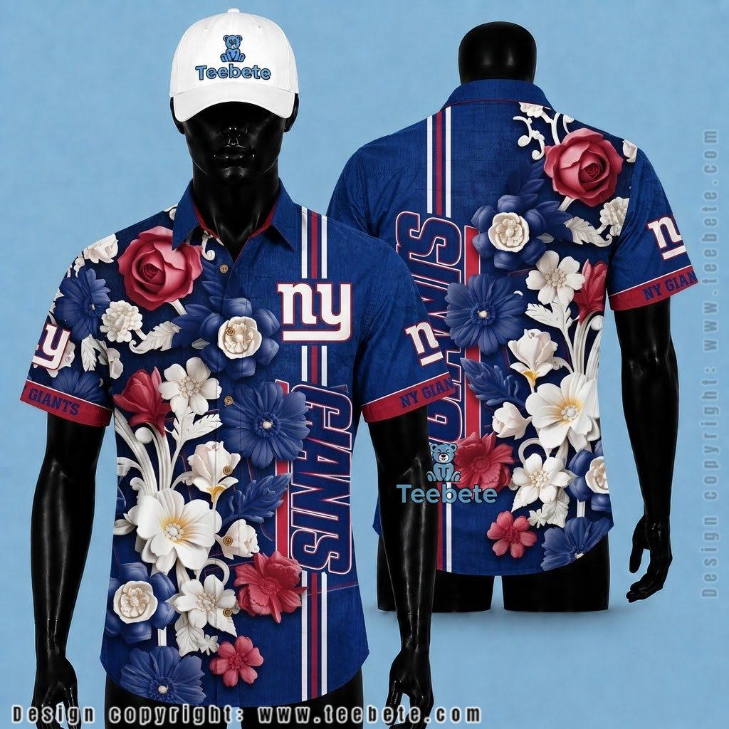 New York Giants Aloha Shirt Rose Garden