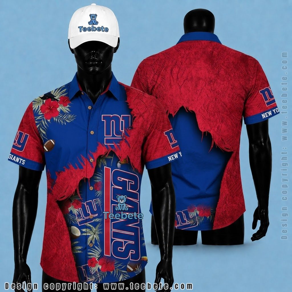New York Giants Aloha Shirt Torn Football