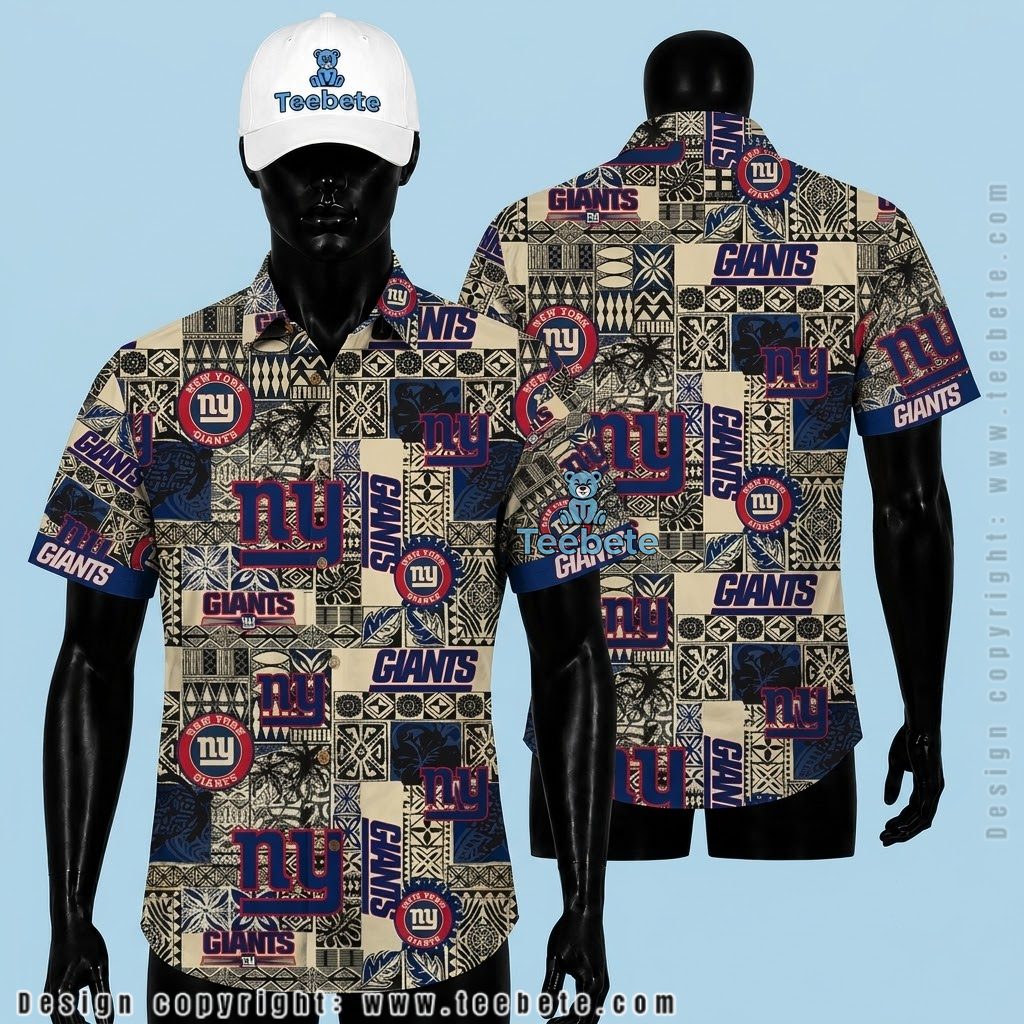 New York Giants Aloha Shirt Tribal Patchwork