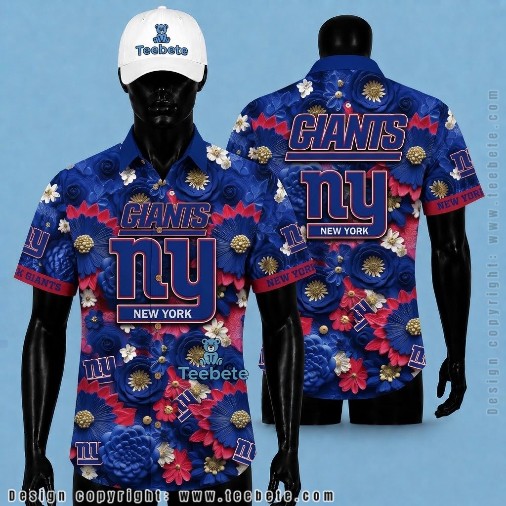 New York Giants Hawaiian Shirt 3D Daisy Floral