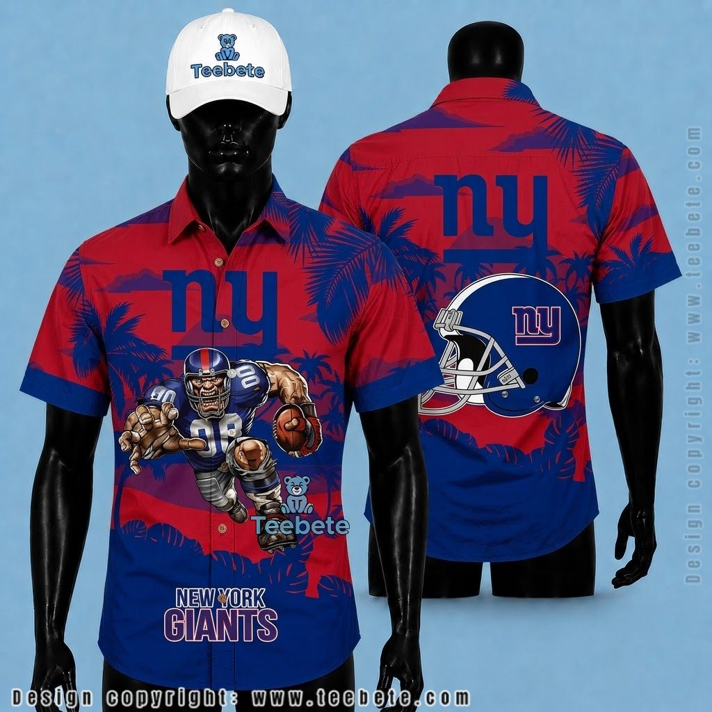 New York Giants Hawaiian Shirt Personalized Name Mascot