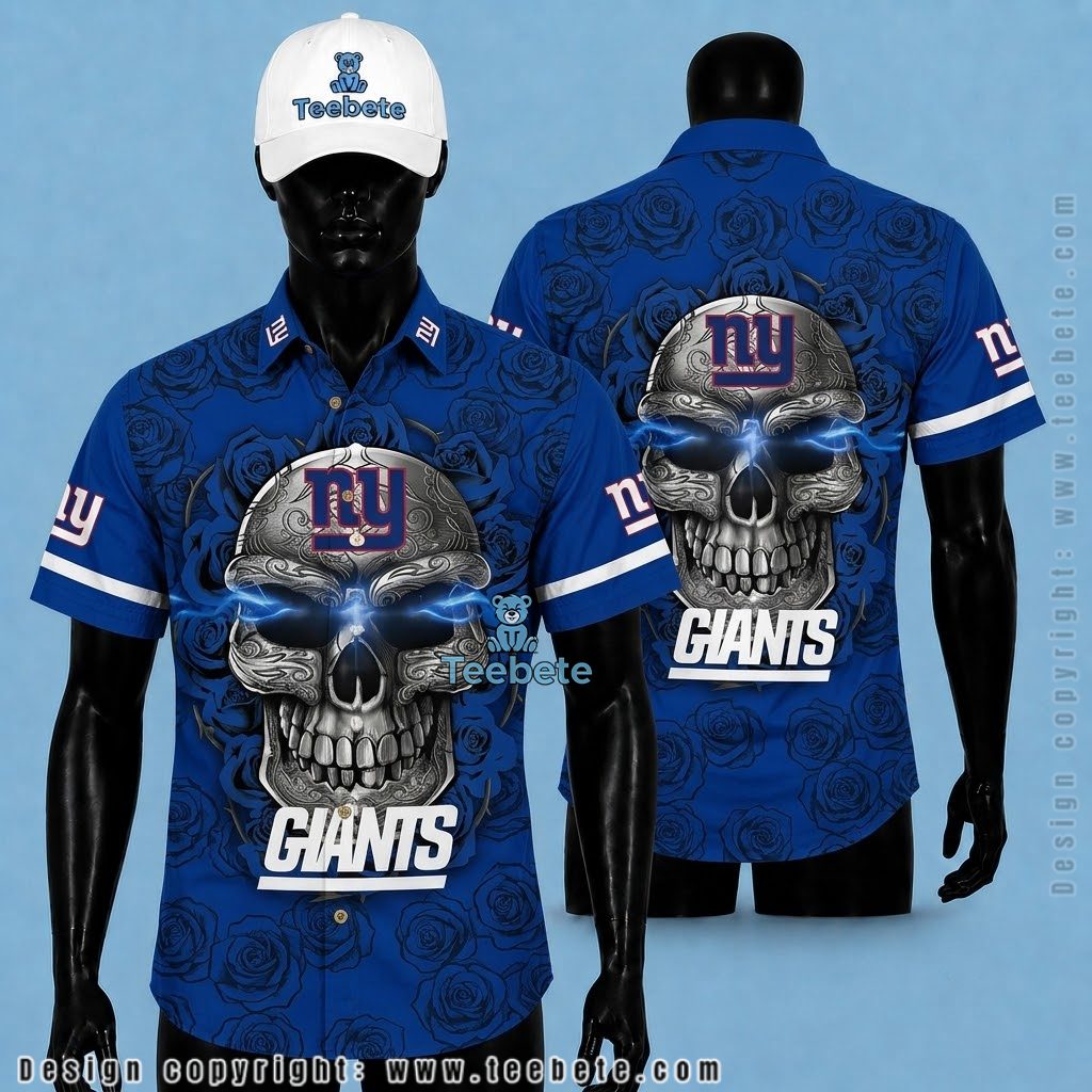 New York Giants Hawaiian Shirt Sugar Skull