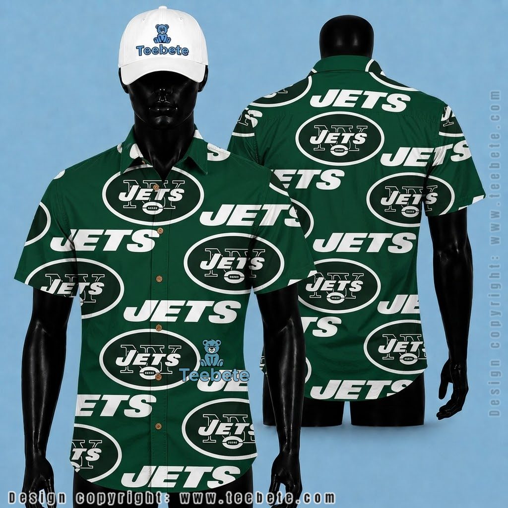 New York Jets Aloha Shirt Logo Pattern