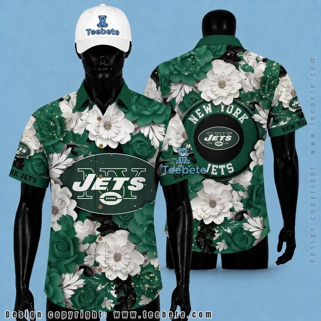 New York Jets Aloha Shirt Rose Garden
