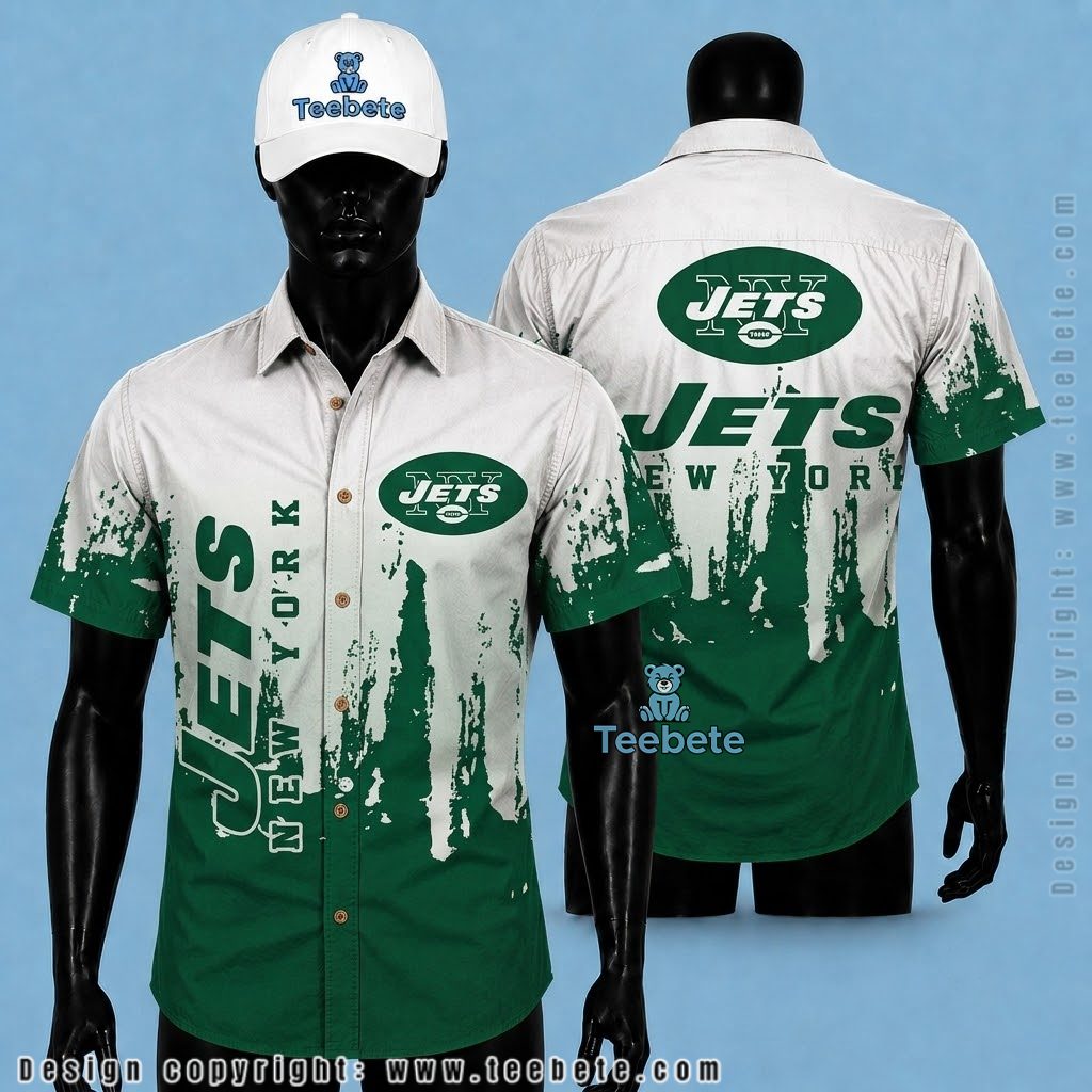 New York Jets Hawaiian Shirt Dripping Gradient