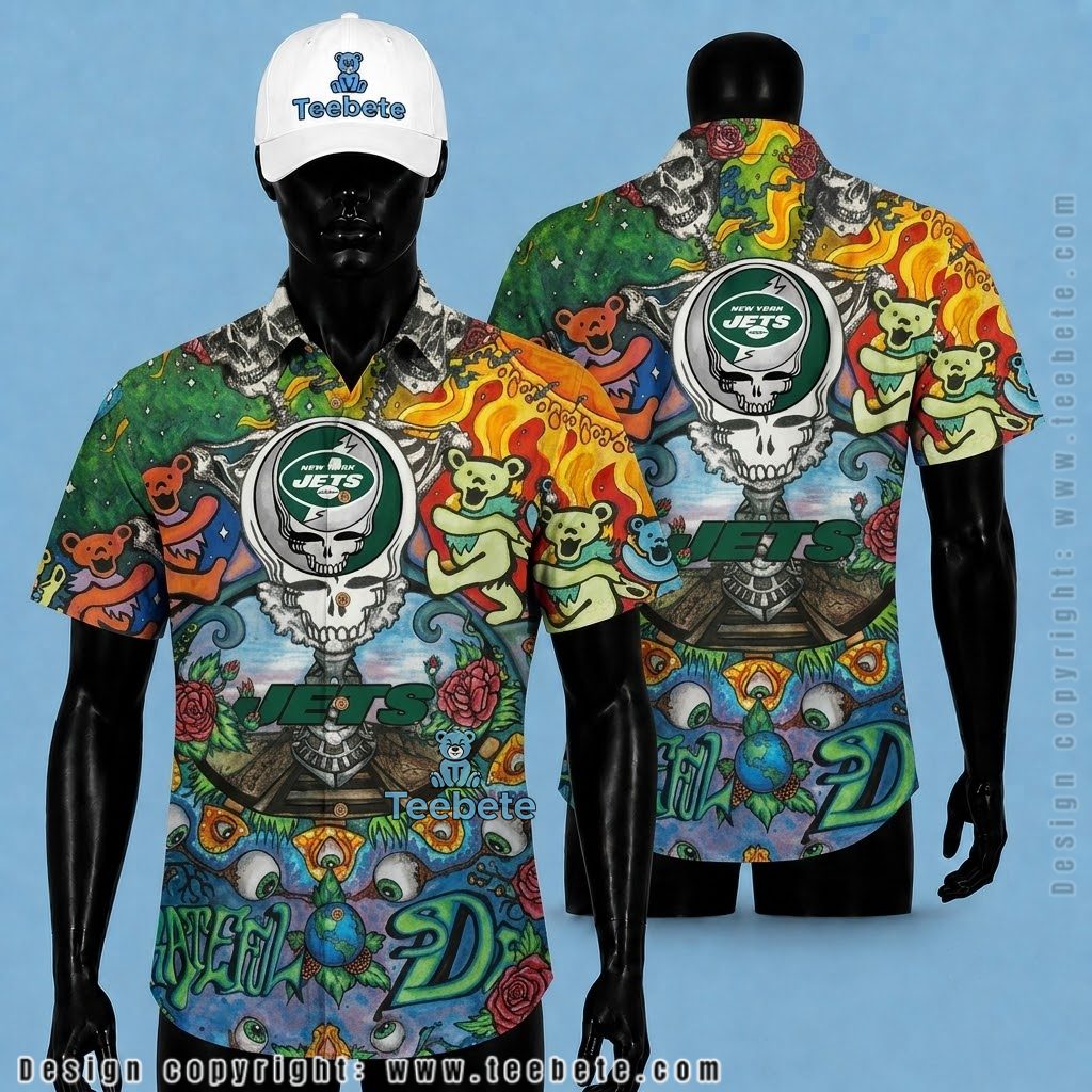 New York Jets Hawaiian Shirt Grunge Brushstroke