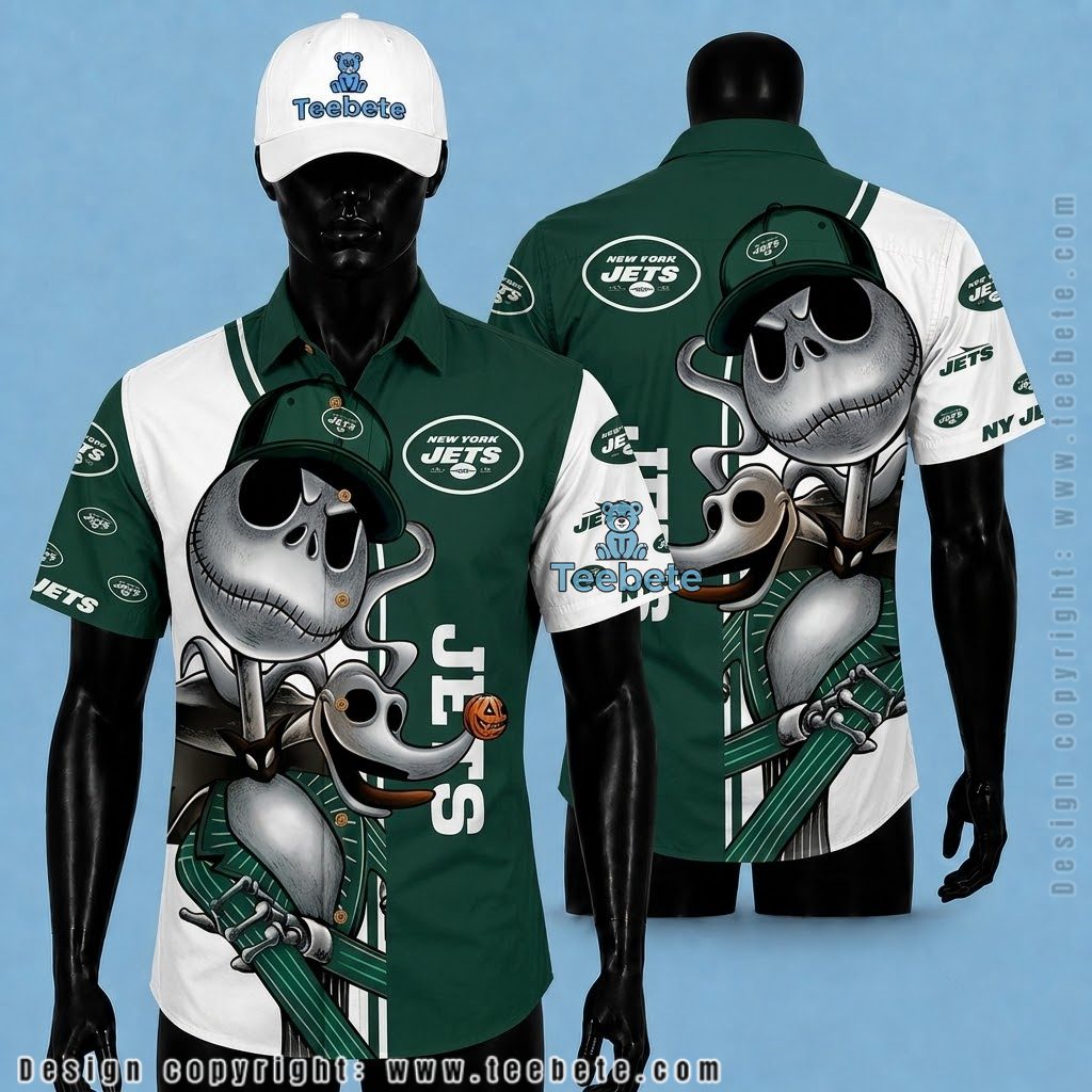 New York Jets Hawaiian Shirt Jack Skellington