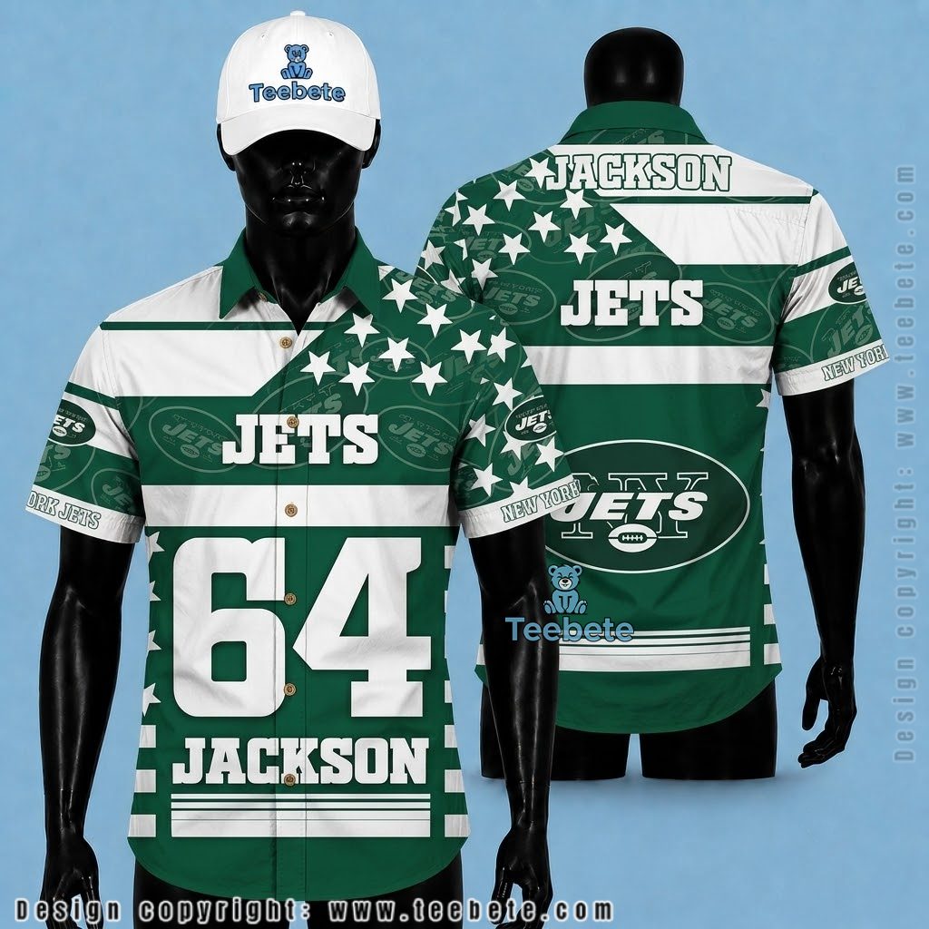 New York Jets Hawaiian Shirt Personalized Name Number Stars