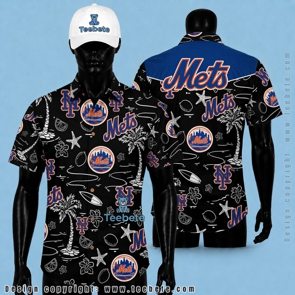 New York Mets Aloha Shirt Black Starfish
