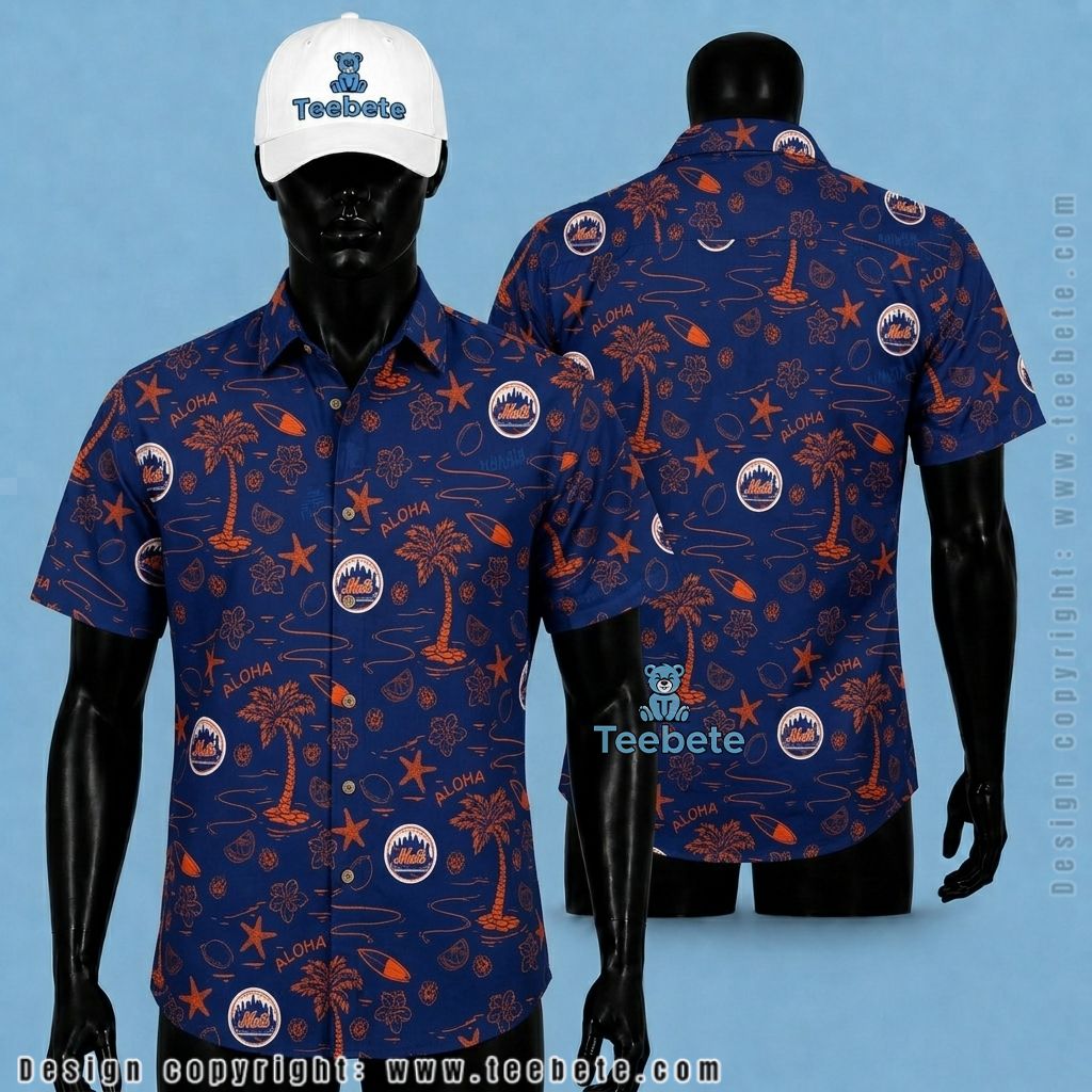 New York Mets Aloha Shirt Tropical Palm