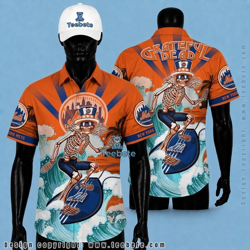 New York Mets Hawaiian Shirt Grateful Dead Surfing