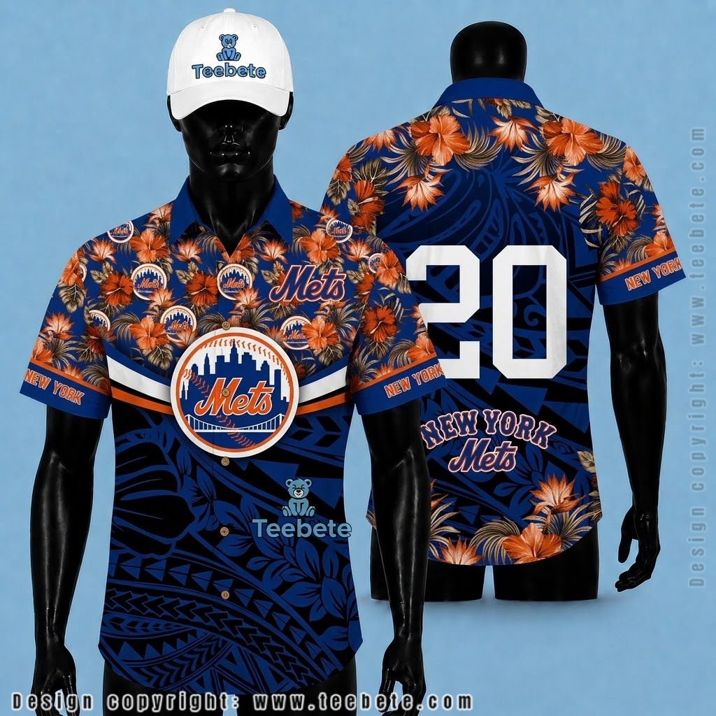 New York Mets Hawaiian Shirt Hibiscus Tribal
