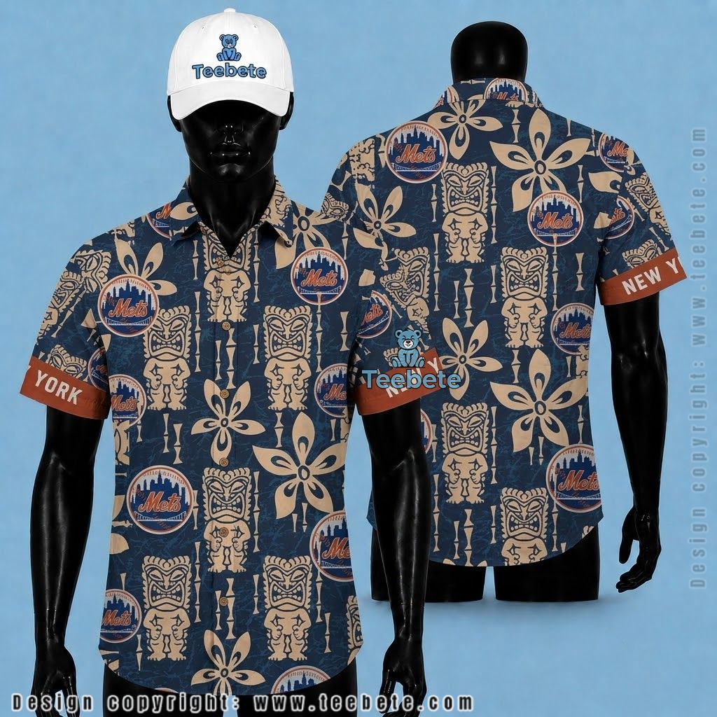 New York Mets Hawaiian Shirt Tiki Mask