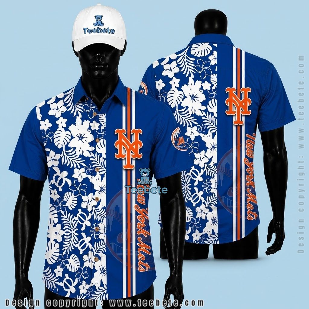 New York Mets Hawaiian Shirt Turtle Floral