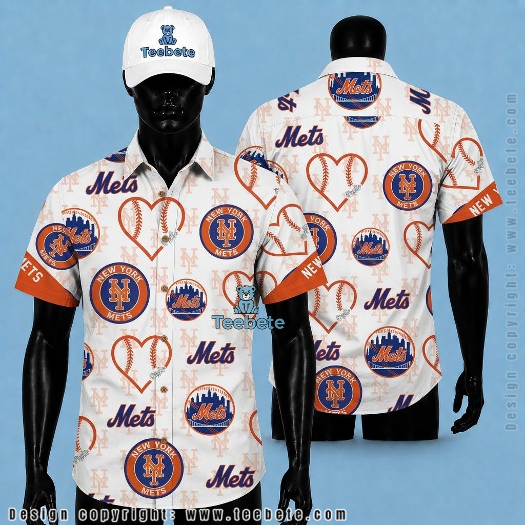 New York Mets Tropical Shirt Baseball Heart