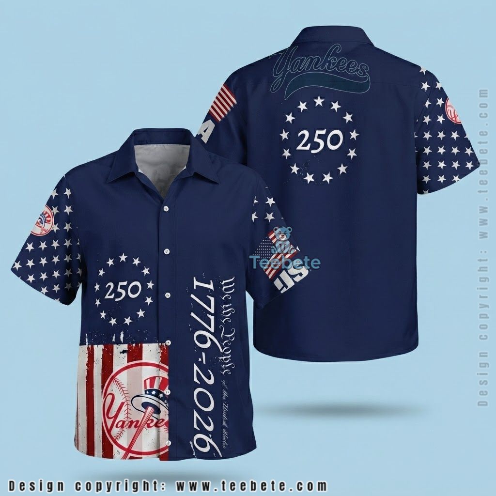 New York Yankees Hawaiian Shirt 250th Anniversary USA Flag