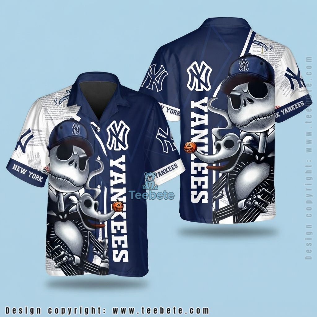 New York Yankees Hawaiian Shirt Jack Skellington
