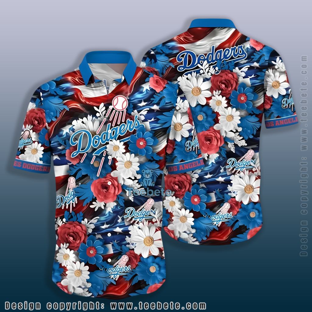 Patriotic Daisy Rose Los Angeles Dodgers Hawaiian Shirt