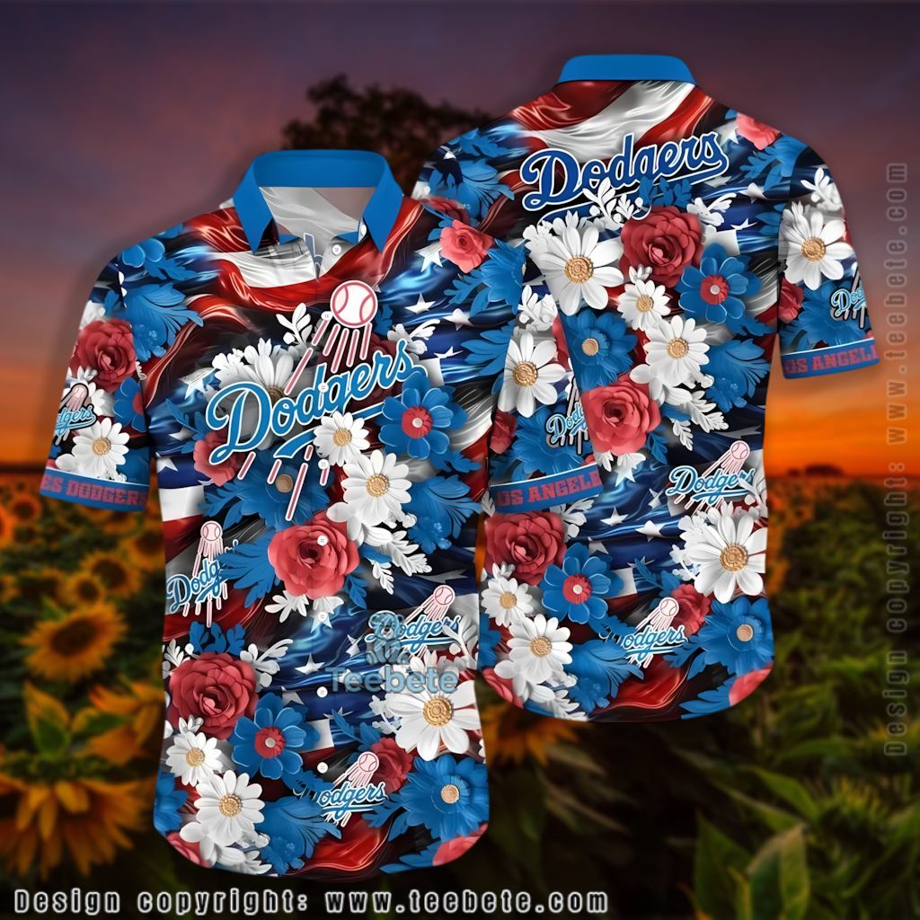 Patriotic Daisy Rose Los Angeles Dodgers Hawaiian Shirt Version 2 Patriotic Daisy Rose Los Angeles Dodgers Hawaiian Shirt Version 2