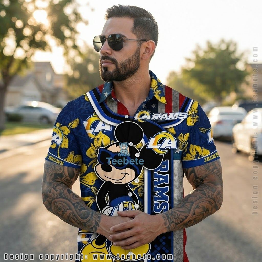 Personalized Los Angeles Rams Mickey Mouse Hawaiian Shirt