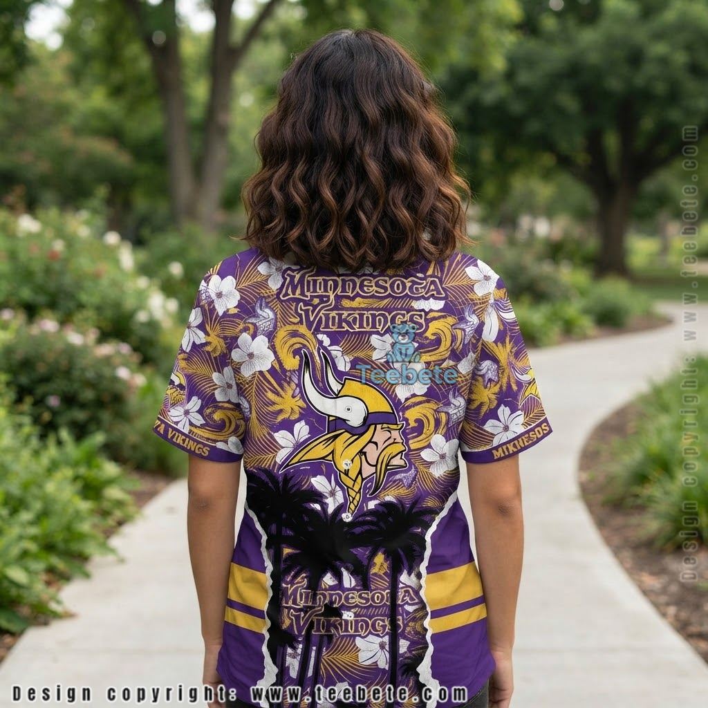 Personalized Minnesota Vikings Palm Hibiscus Aloha Shirt Version 2 Personalized Minnesota Vikings Palm Hibiscus Aloha Shirt Version 2