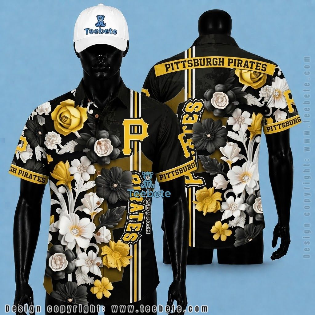 Pittsburgh Pirates Aloha Shirt Floral Rose
